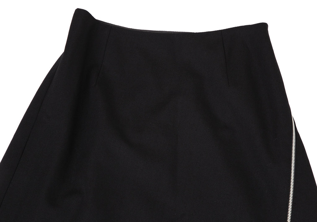 COMME des GARCONS JAPAN. Black Bias Zipper Wool Long Skirt