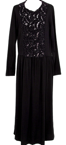 COMME des GARCONS Japan. Black Braid trompe l'oeil Satin Dress