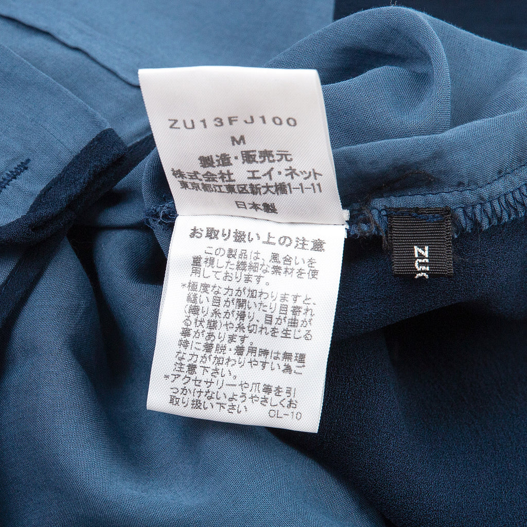 ISSEY MIYAKE JAPAN. "ZUCCA" Navy, Sky Blue Switching Chiffon Sleeveless Top