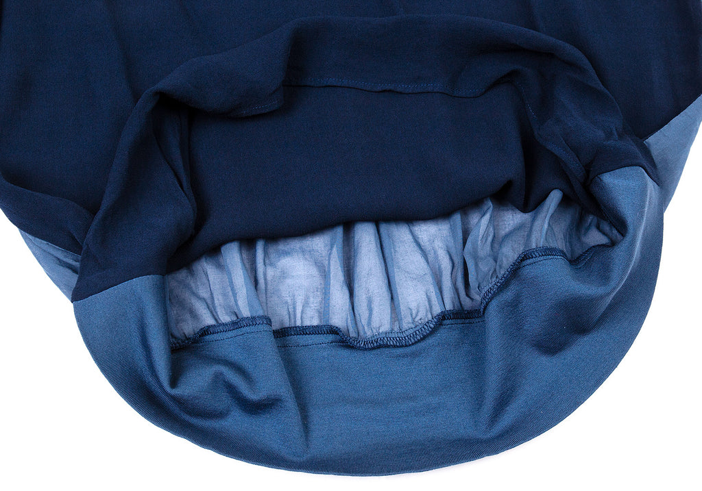 ISSEY MIYAKE JAPAN. "ZUCCA" Navy, Sky Blue Switching Chiffon Sleeveless Top