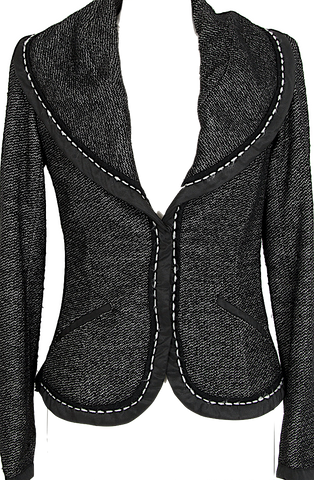 Maison Margiela Paris. Black Wool Blend Snap Front Jacket