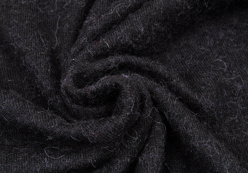 edition JAPAN. Black Alpaca Blended Wool Knit Hoodie