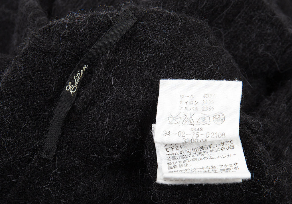 edition JAPAN. Black Alpaca Blended Wool Knit Hoodie