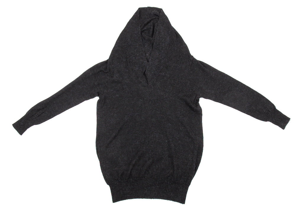 edition JAPAN. Black Alpaca Blended Wool Knit Hoodie