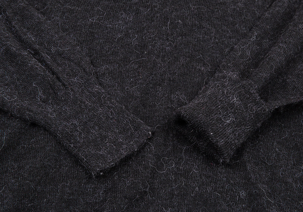 edition JAPAN. Black Alpaca Blended Wool Knit Hoodie