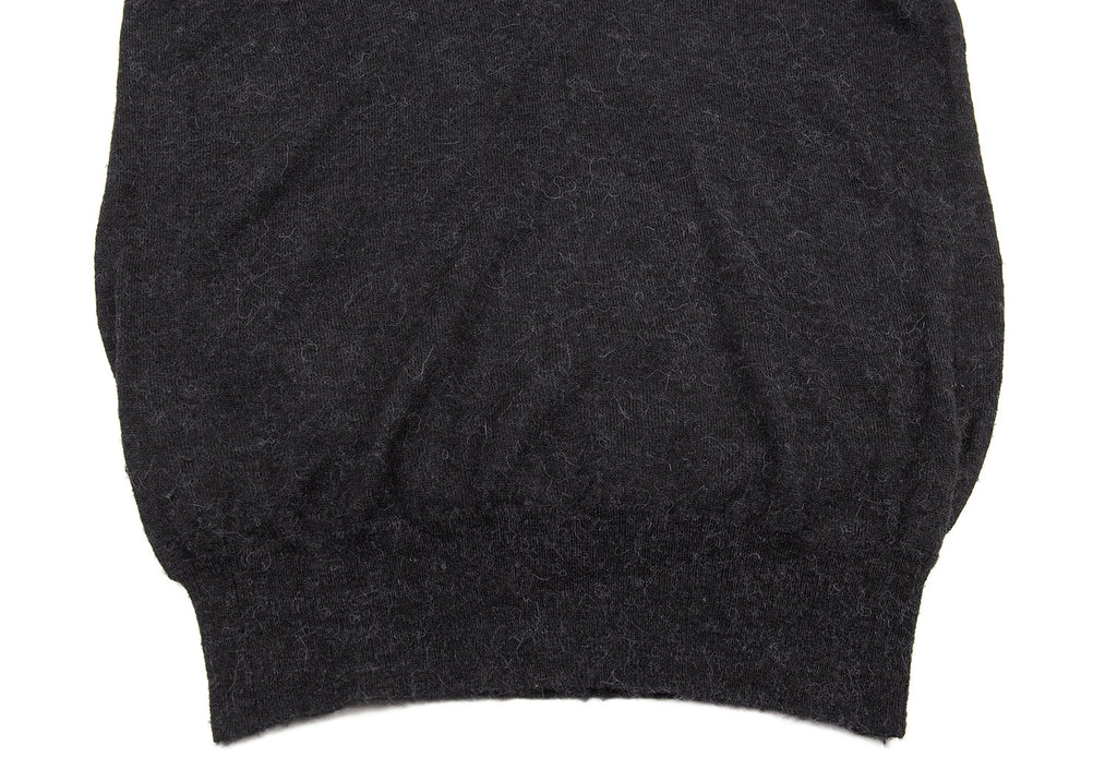 edition JAPAN. Black Alpaca Blended Wool Knit Hoodie