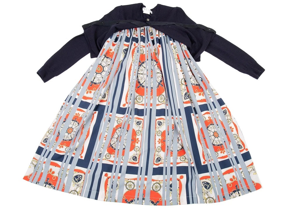 COMME des GARCONS COMME des GARCONS JAPAN. Navy/Grey Docking Dress Navy
