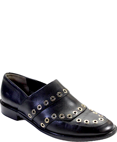 robert clergerie ローファー ROBERT CLERGERIE France Black Leather Loafer,Gold Trim