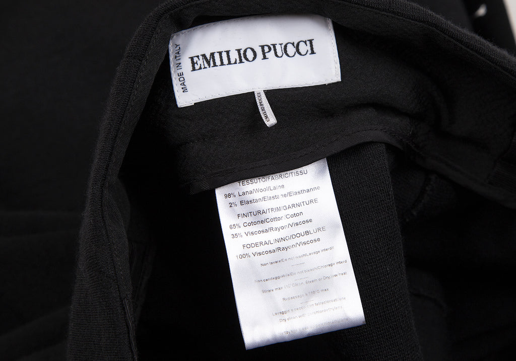 EMILIO PUCCI ITALY. Metal Hook Black Wool Button Wrap Skirt