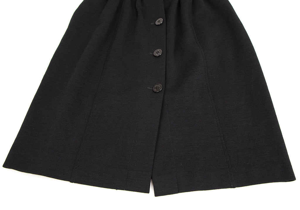 EMILIO PUCCI ITALY. Metal Hook Black Wool Button Wrap Skirt