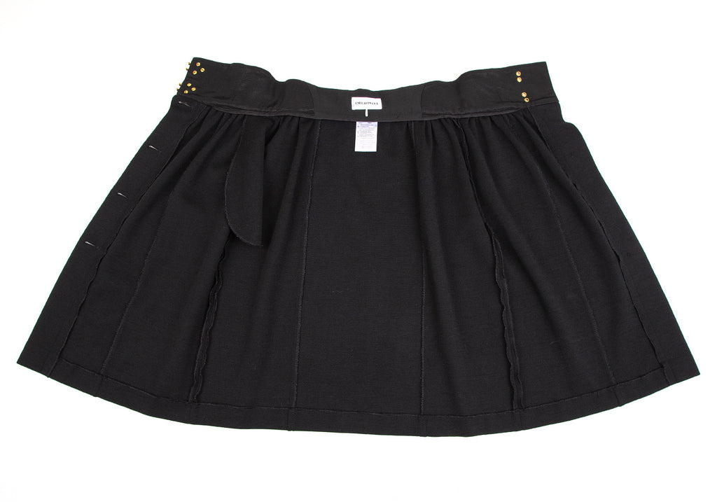 EMILIO PUCCI ITALY. Metal Hook Black Wool Button Wrap Skirt