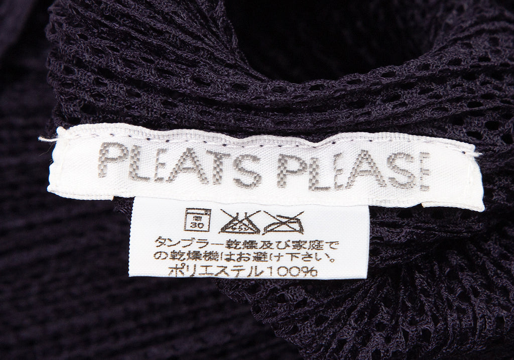 ISSEY MIYAKE JAPAN. PLEATS PLEASE. Blue/Black Mesh Pleated Blouson Top