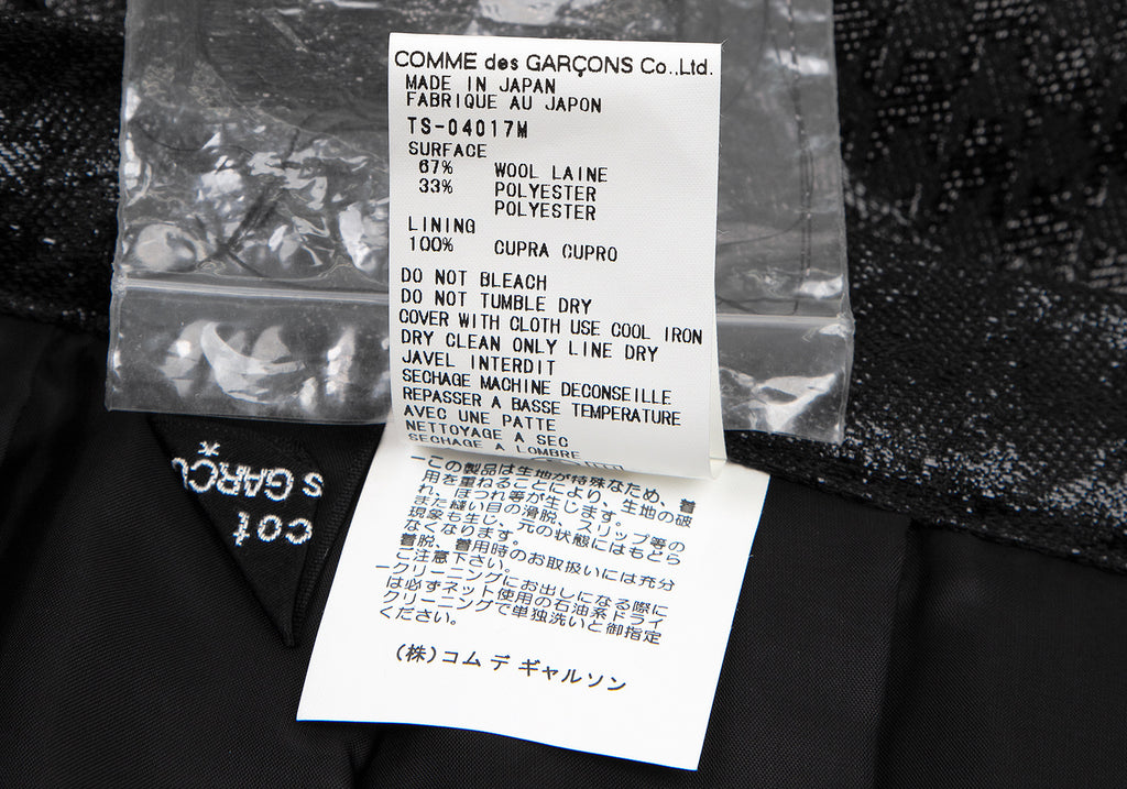 COMME des GARCONS JAPAN. TRICOT. Black Glitter Houndstooth Pleats Skirt