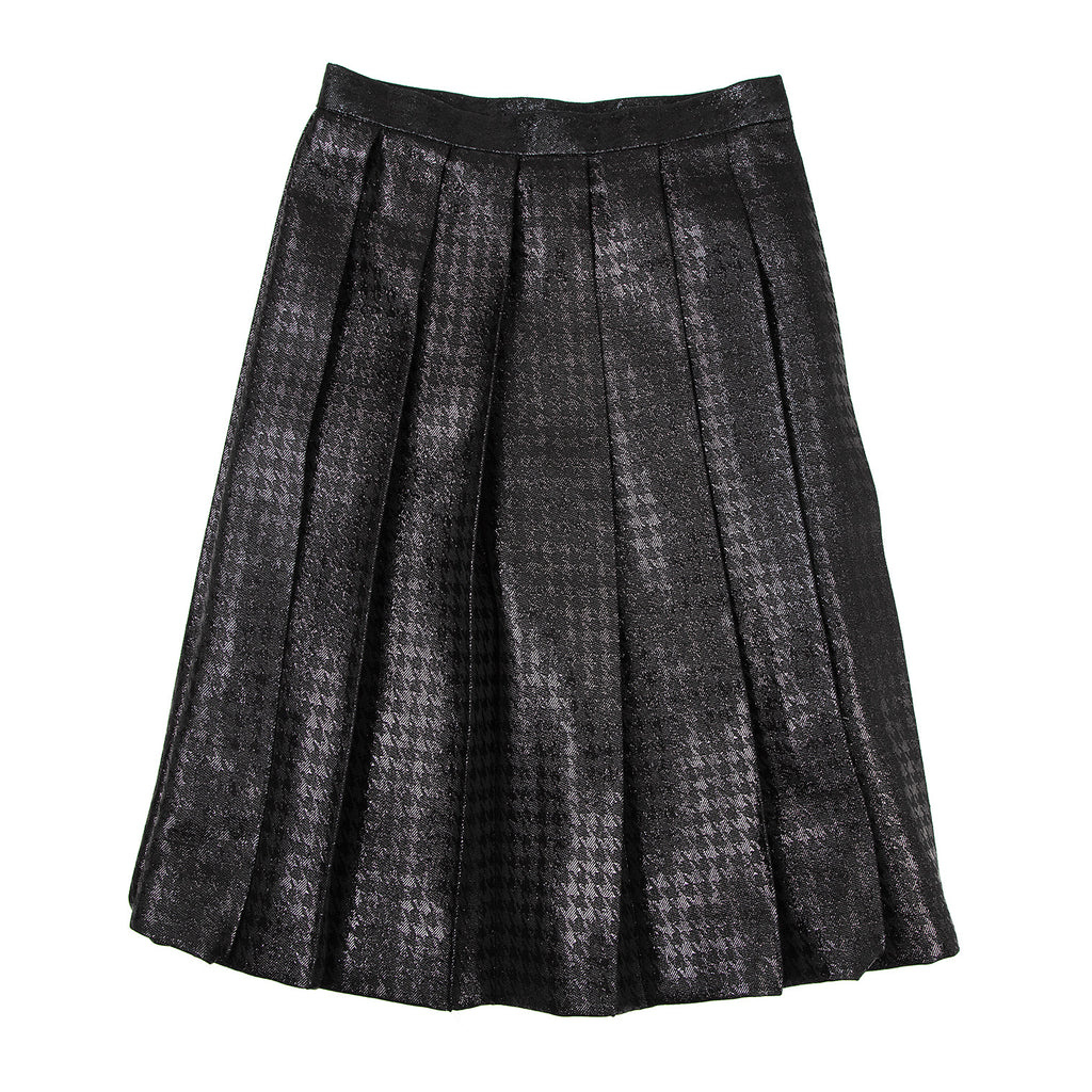 COMME des GARCONS JAPAN. TRICOT. Black Glitter Houndstooth Pleats Skirt