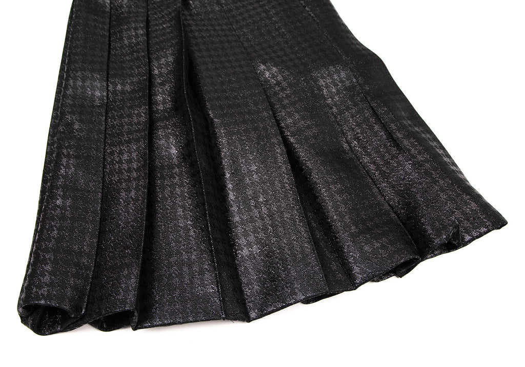 COMME des GARCONS JAPAN. TRICOT. Black Glitter Houndstooth Pleats Skirt