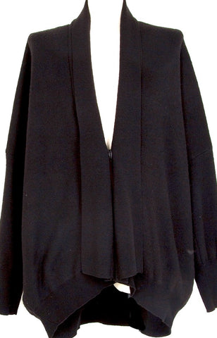 YOHJI YAMAMOTO JAPAN. Y's  RISMAT by Y's. Black Ribbed Knit Poncho Cardigan