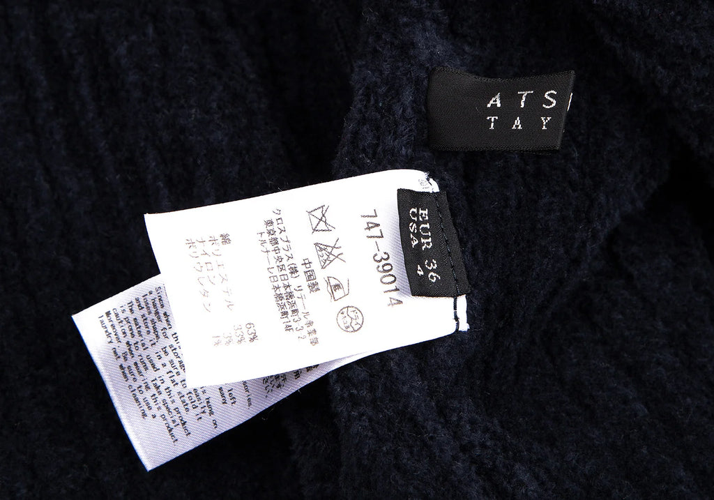 A/T ATSURO TAYAMA JAPAN. Navy Color Drape Pile Knit Jacket
