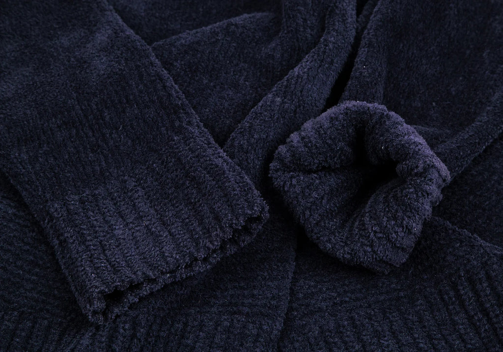 A/T ATSURO TAYAMA JAPAN. Navy Color Drape Pile Knit Jacket