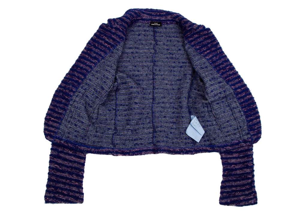 COMME des GARCONS JAPAN. TRICOT. Blue, Purple Dyed Stripe Loop Knit Jacket
