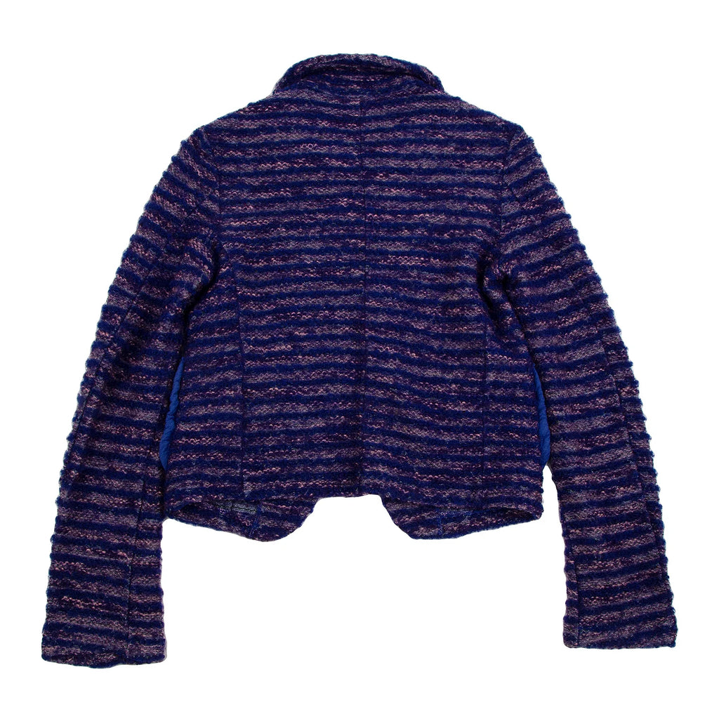 COMME des GARCONS JAPAN. TRICOT. Blue, Purple Dyed Stripe Loop Knit Jacket