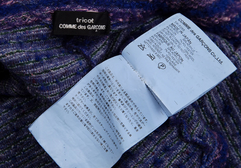 COMME des GARCONS JAPAN. TRICOT. Blue, Purple Dyed Stripe Loop Knit Jacket