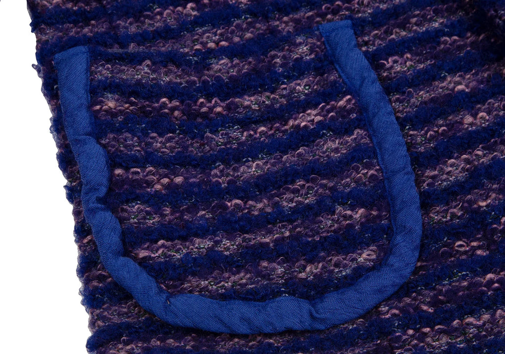 COMME des GARCONS JAPAN. TRICOT. Blue, Purple Dyed Stripe Loop Knit Jacket