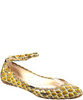 Loeffler Randall NY. Patent Leather Snakeskin Print Ankle Strap Flats