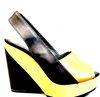 Pierre Hardy Paris. (Hermes Shoe Designer) Platform Wedge Peep Toe Slingback Wood Black Leather Heals Size 38