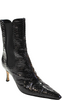 Manolo Blahnik Black Embossed Leather Pull-On Heeled Boots Size 8.5 38.5FR