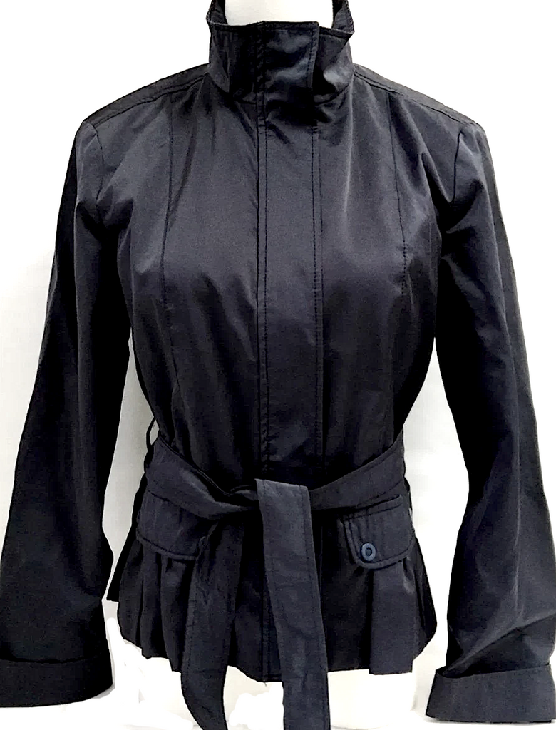 Maxmara Italy. Midnite Blue Tessuto/Cotton/PolyTech Blend Belted Jacket