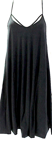 Prada Italy. Black Ruffle Trim Sleeveless Midi Dress