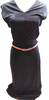 Hermes Paris. Black Rayon Dress with Sewn in Hermes Leather Belt