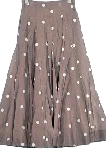 LOWRYS FARM JAPAN. Linen/Viscose  Gray x White (Dot Pattern)Long/Maxi Length Skirt