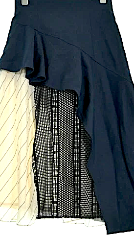 UNITED TOKYO JAPAN. Black Fluffy, Fringe Long Skirt