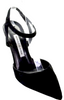 MANOLO BLAHNIK PARIS. Black Suede Pointed Toe Ankle Strapped Heels. Size: 38FR