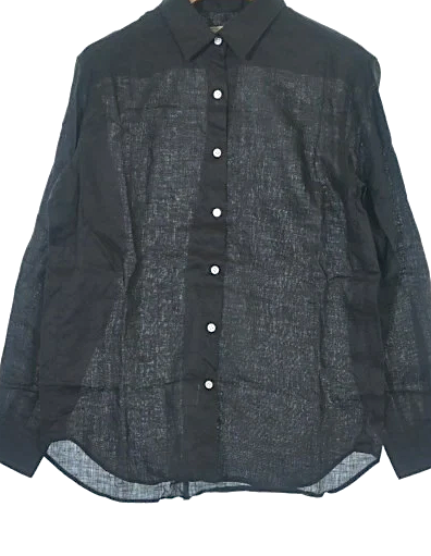 UNITED ARROWS JAPAN. Black Linen Button Up Long Sleeves Casual Shirt