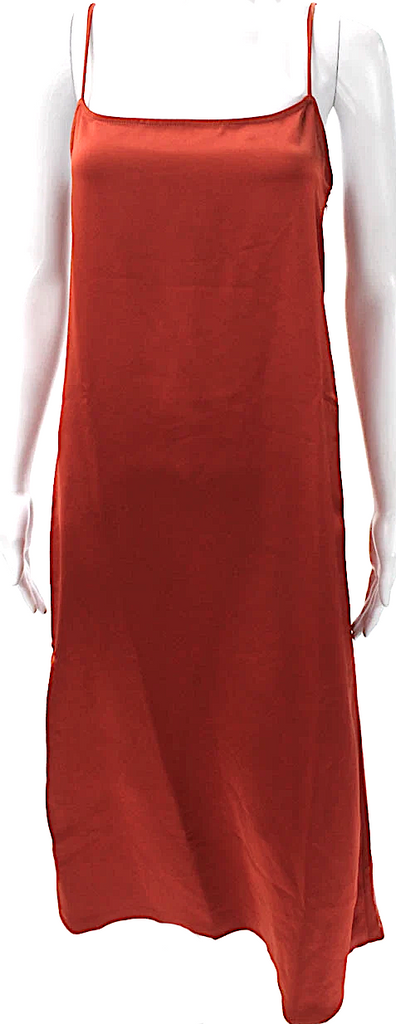 Calvin Klein Vintage Orange Square Neck Long Zip Sleeveless Slip Dress