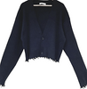 ASTRAET (UNITED TOKYO) JAPAN. Black Fringe Rib Knit Cropped Cardigan