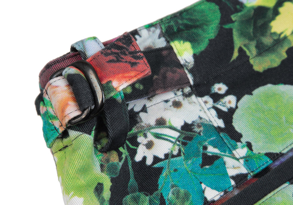 YOHJI YAMAMOTO JAPAN. Y's Black, Multi-Color Floral Printed Stretch Cotton Shorts