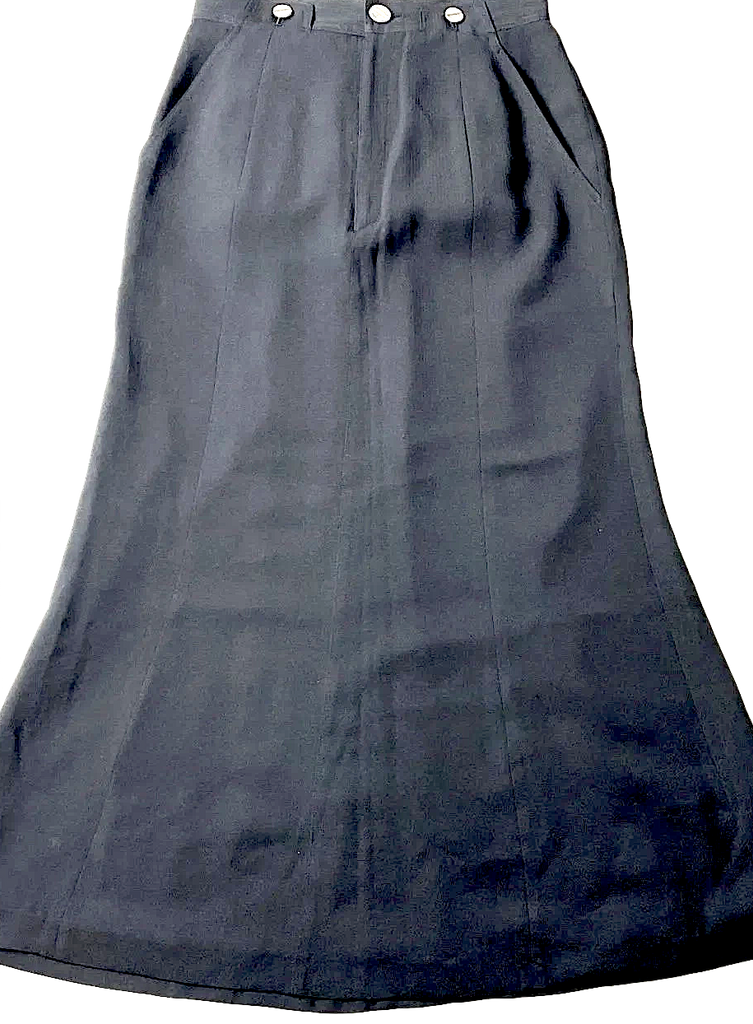 Kansai Yamamoto Japan. Vintage O2 Black Flare Long Skirt