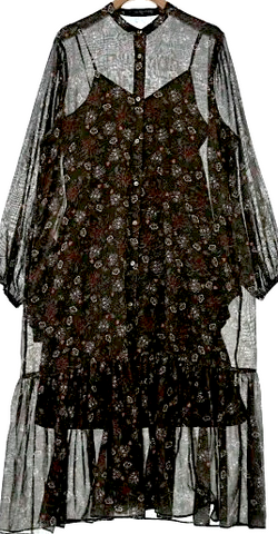 BEAUTY&YOUTH UNITED ARROWS Japan. Black Semi Sheer, Under Camisole, Shirt Dress BEAUTY&YOUTH UNITED ARROWS Japan. Black Semi Sheer, Under Camisole, Shirt Dress