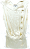 CHANEL PARIS. WHITE/IVORY LINEN CHANEL BUTTONS PLEATED TOP