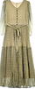 Rirandture Japan. Beige x Gray x Orange etc.(Patterned) Dress