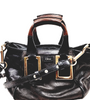 Chloe Paris. Phoebe Philo Designer. Black Leather, Brown Leather Handles MINI Shoulder Bag / Crossbody Bag