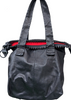 Kawa-Kawa Japan. Unisex Black Lambskin Leather Red Lining Large Zipper Shoulder Bag / Tote Bag