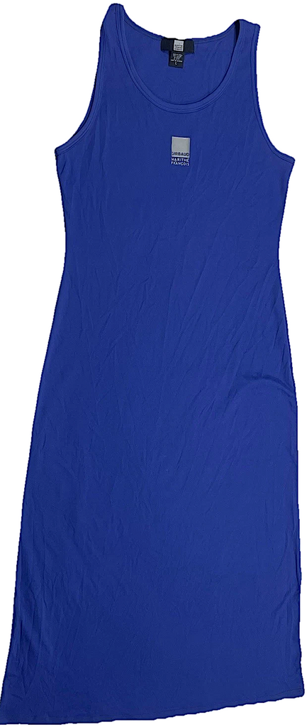 Marithe + Francois Girbaud Paris. Blue Nylon Sleeveless Blue Midi Dress