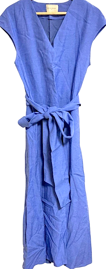 UNITED ARROWS Cache-Coeur JAPAN. Blue Sleeveless Dress with Ribbon Belt