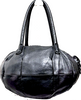 Kawa-Kawa JAPAN. 25bis. Black Lambskin Leather Round Big Zipper Tote Bag / Shoulder Bag