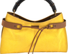 GUCCI Italy. Vintage Yellow Canvas/Leather Bamboo Tote Bag/ Shoulder Bag