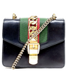 Gucci Italy. Vintage 2016 Collection Gold Chain Strap Black Leather Mini Shoulder Bag